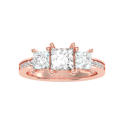 Ablaze Tri Stone Ring In 925 Sterling Silver - Two
