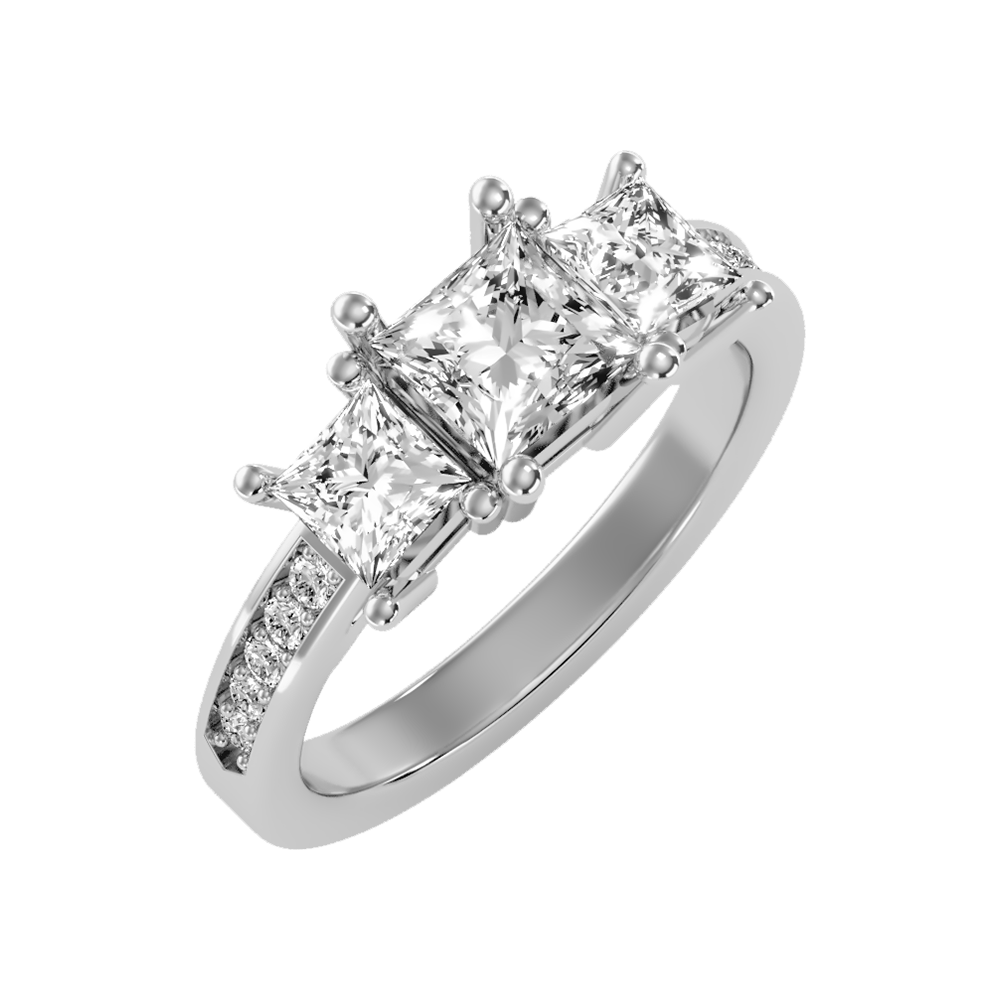 Ablaze Tri Stone Ring In 925 Sterling Silver - Five
