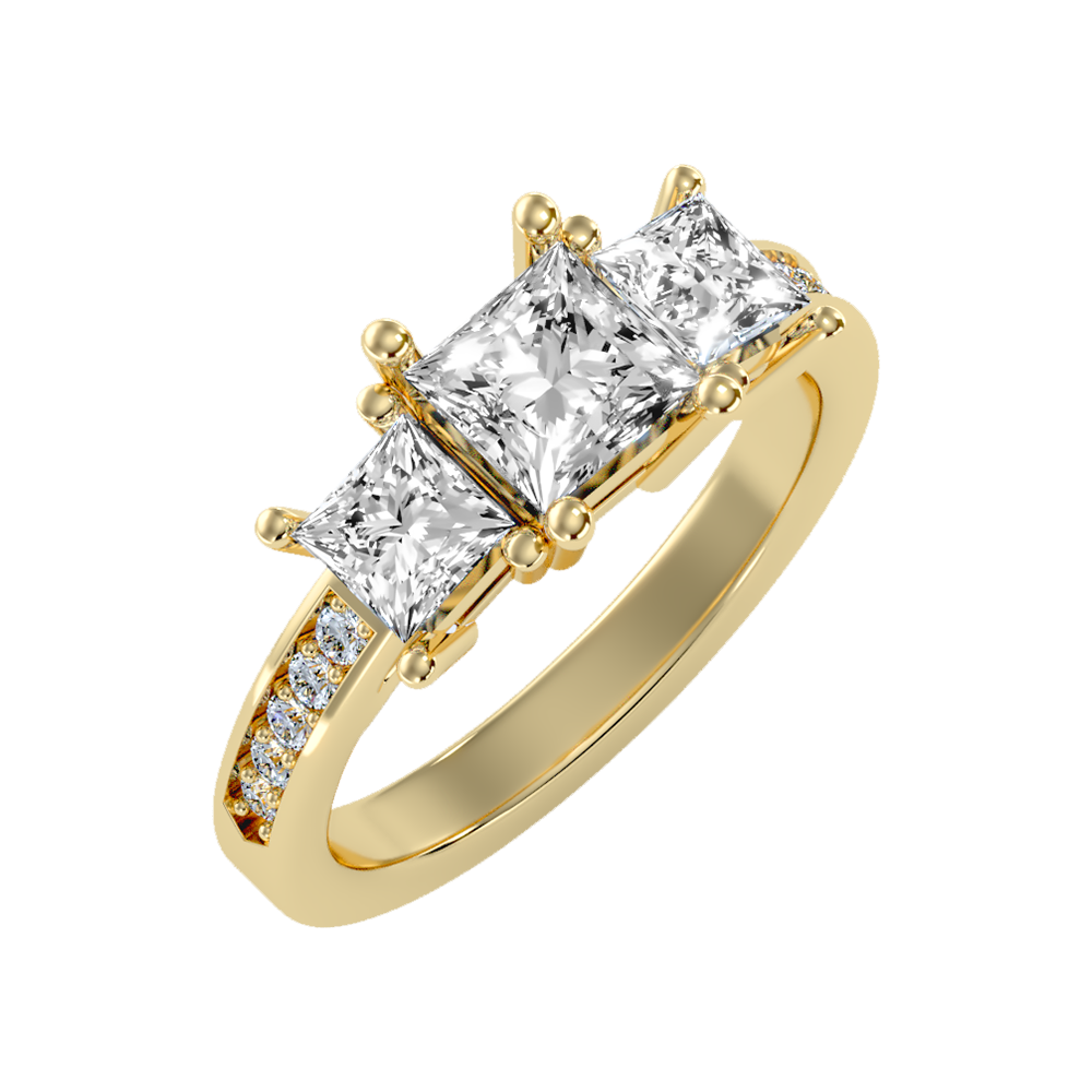 Ablaze Tri Stone Ring In 925 Sterling Silver - Nine