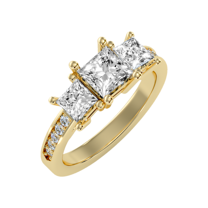 Ablaze Tri Stone Ring In 925 Sterling Silver - Nine