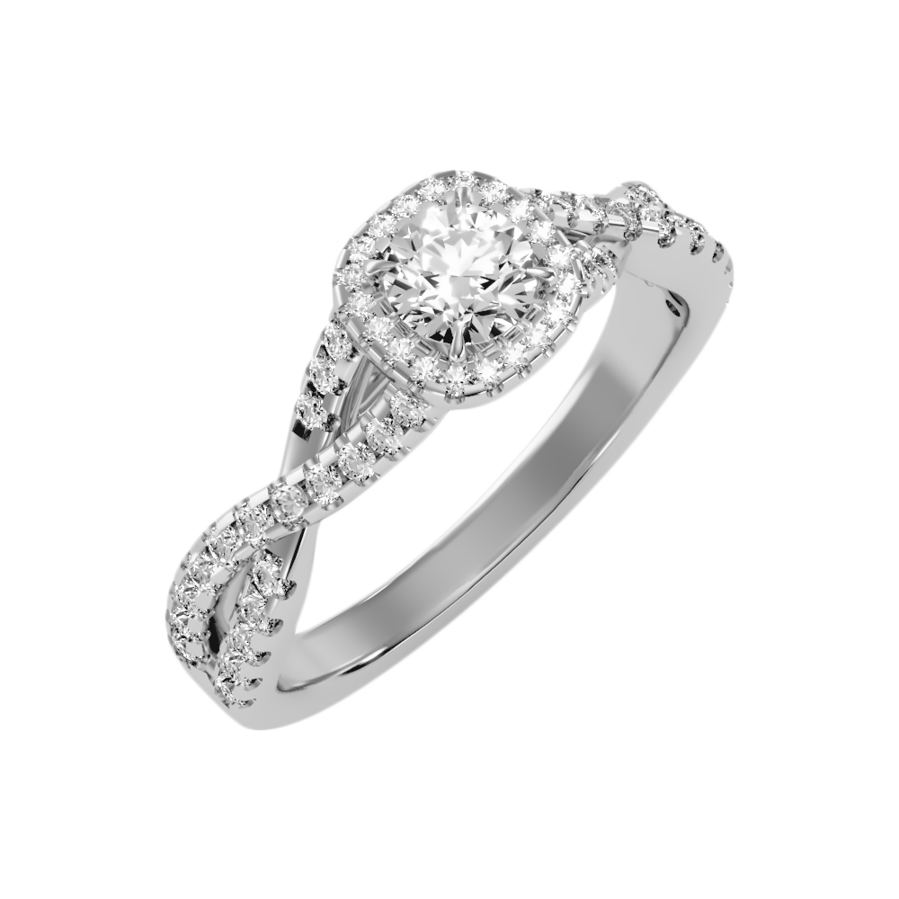 Abundant Halo Ring In 925 Sterling Silver - Five