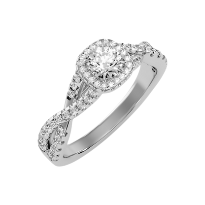 Abundant Halo Ring In 925 Sterling Silver - Five