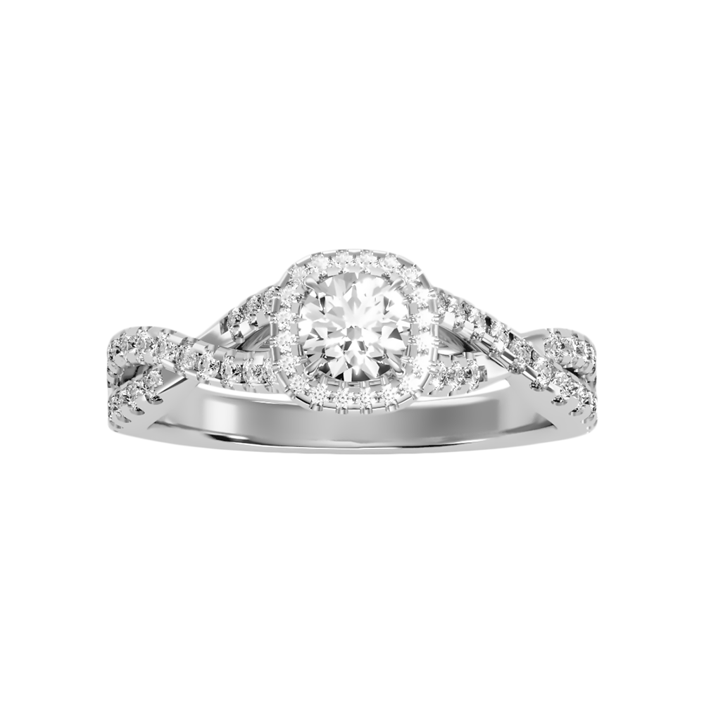 Abundant Halo Ring In 925 Sterling Silver - Six