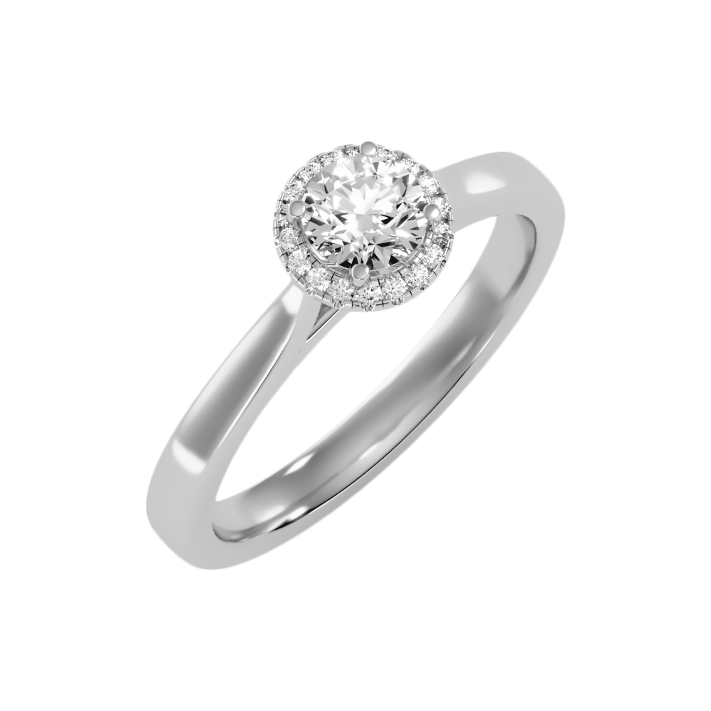 Affable Halo Ring In 925 Sterling Silver - One