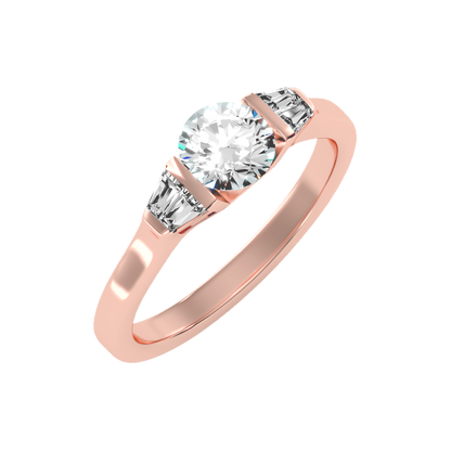Aglow Tri Stone Ring In 925 Sterling Silver - One