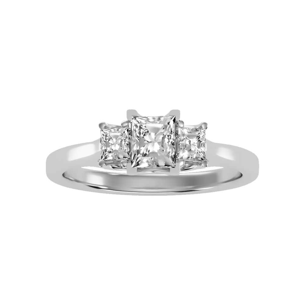 Alight Tri Stone Ring In 925 Sterling Silver - Six