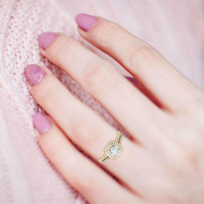 Allured Halo Ring In 925 Sterling Silver - One