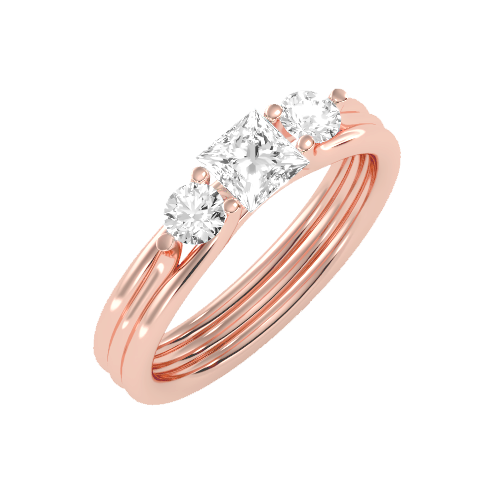Alluring Diamond Tri Stone Ring - One