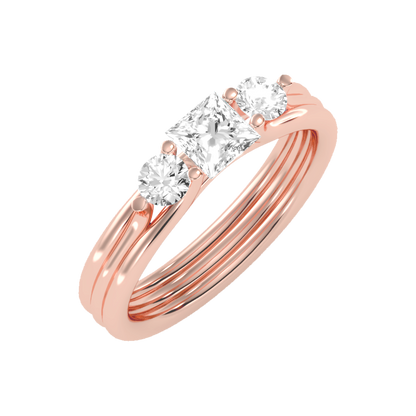 Alluring Diamond Tri Stone Ring - One