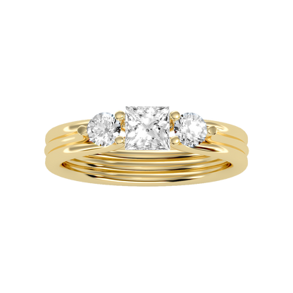 Alluring Diamond Tri Stone Ring - Ten