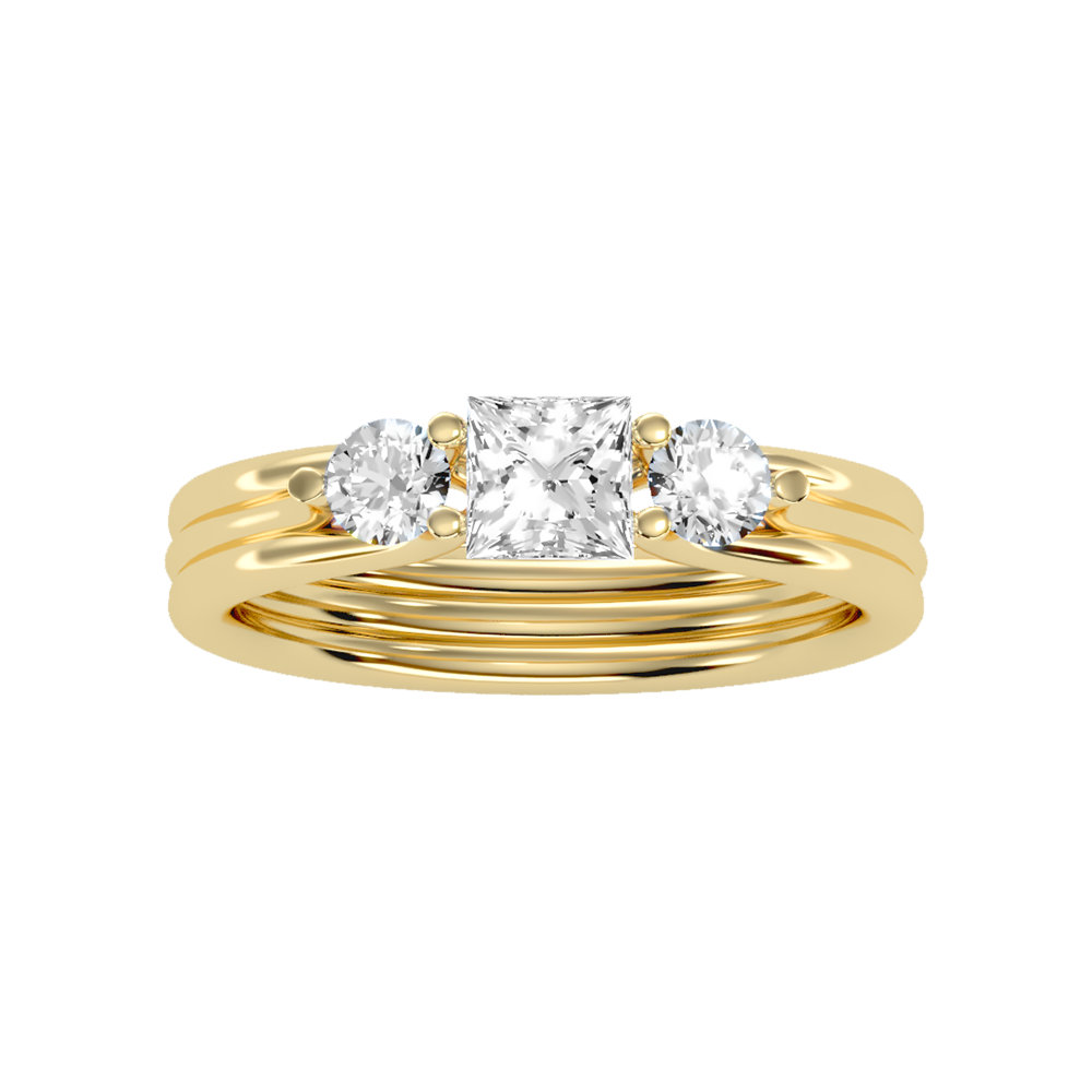 Alluring Diamond Tri Stone Ring In 925 Sterling Silver - Ten