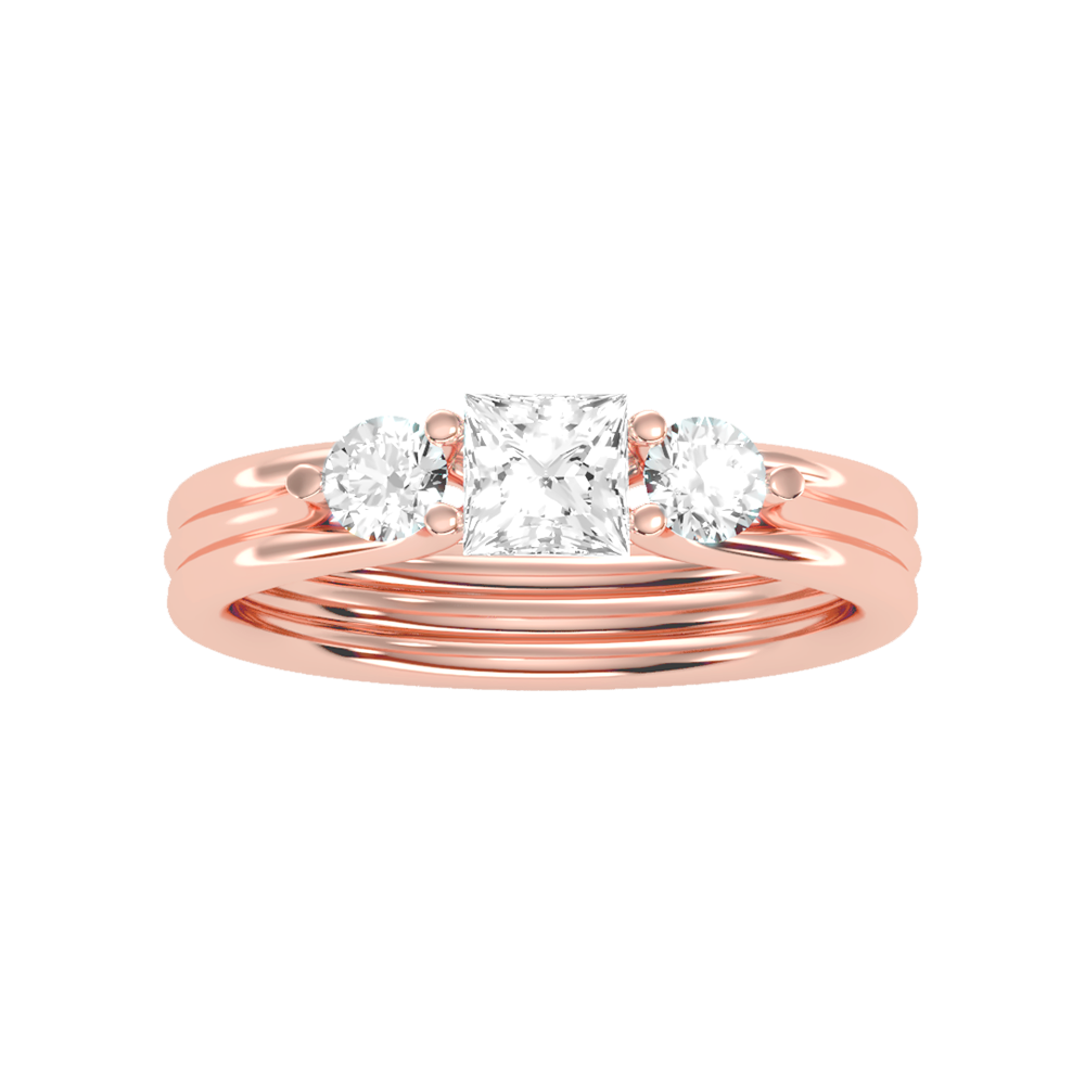 Alluring Diamond Tri Stone Ring - Two