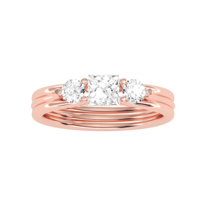 Alluring Diamond Tri Stone Ring - Two