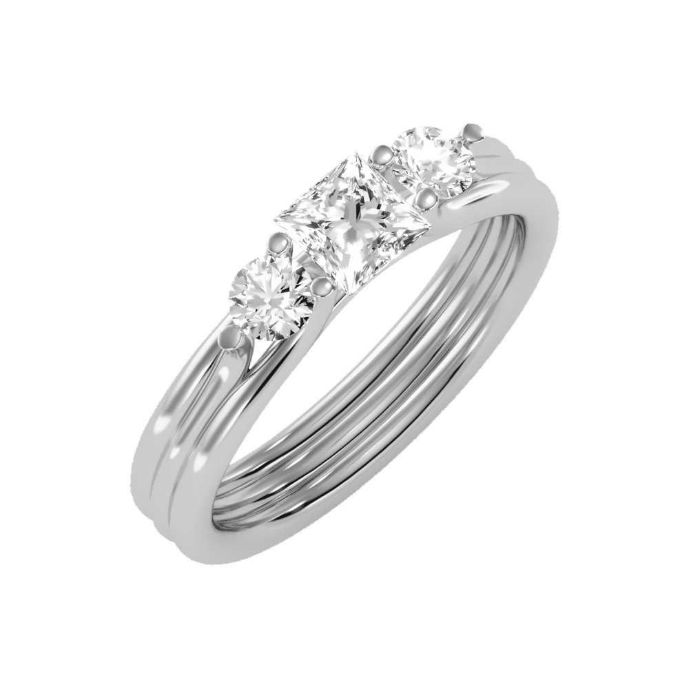 Alluring Diamond Tri Stone Ring - Five