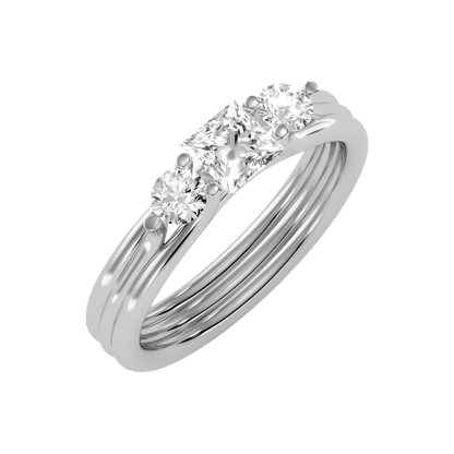 Alluring Diamond Tri Stone Ring - Five
