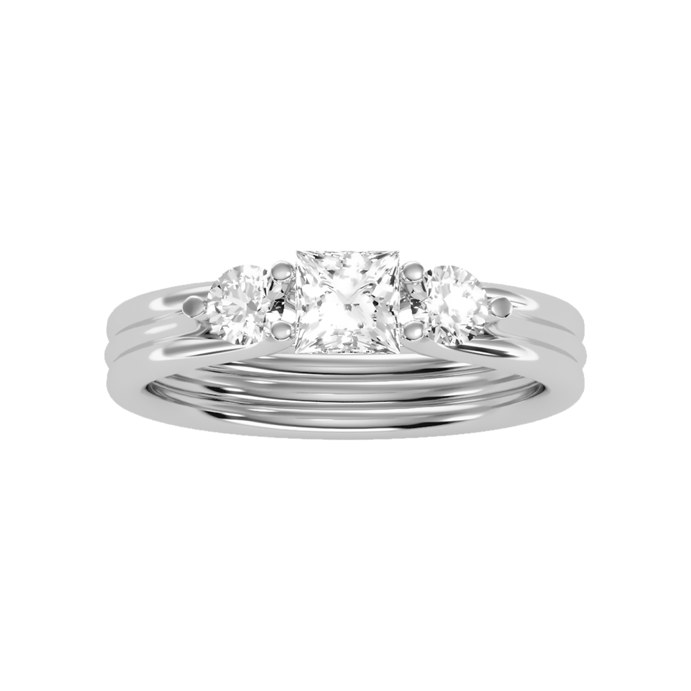 Alluring Diamond Tri Stone Ring - Six