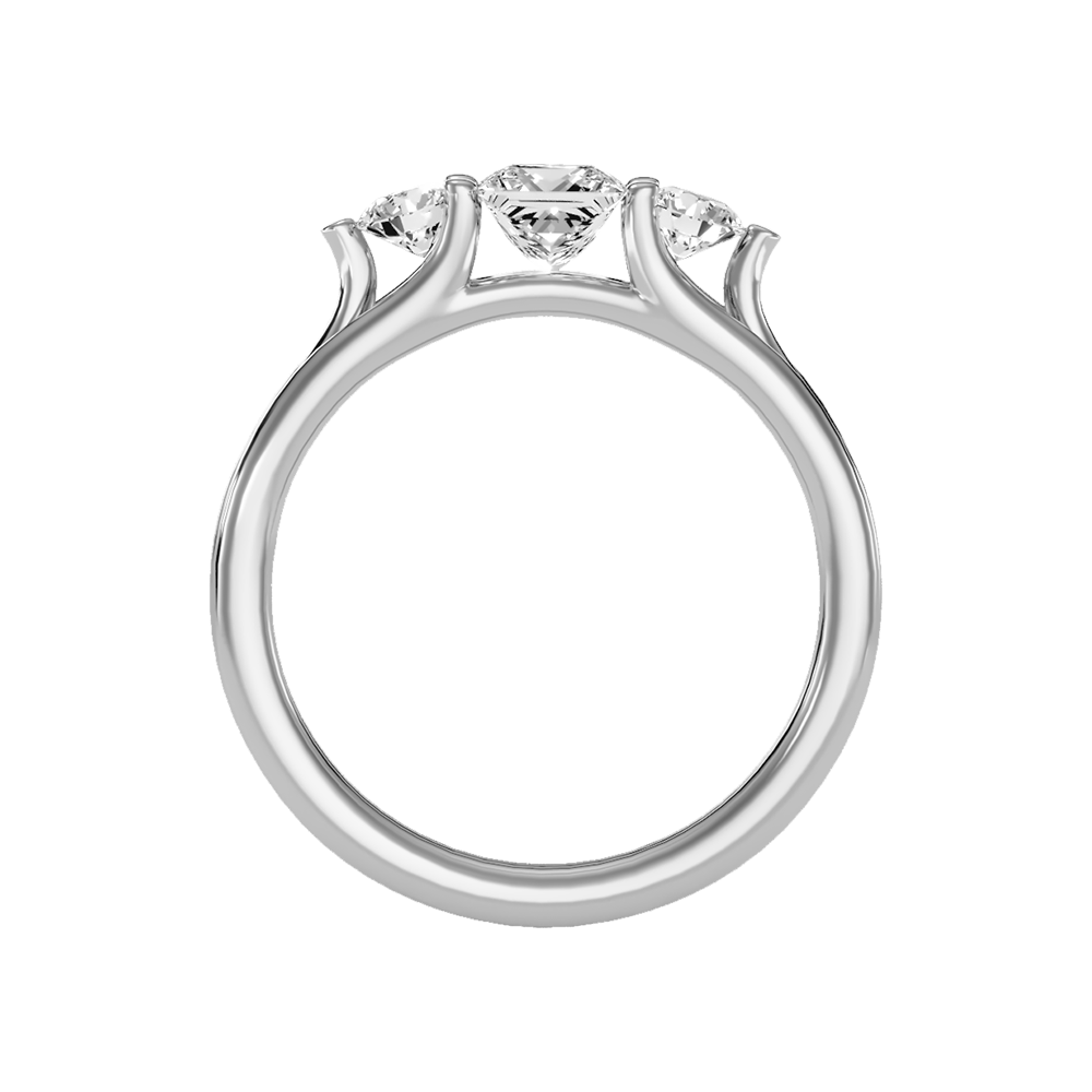 Alluring Diamond Tri Stone Ring In 925 Sterling Silver - Eight