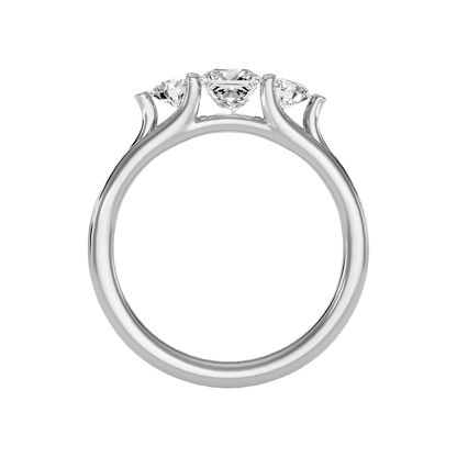 Alluring Diamond Tri Stone Ring In 925 Sterling Silver - Eight