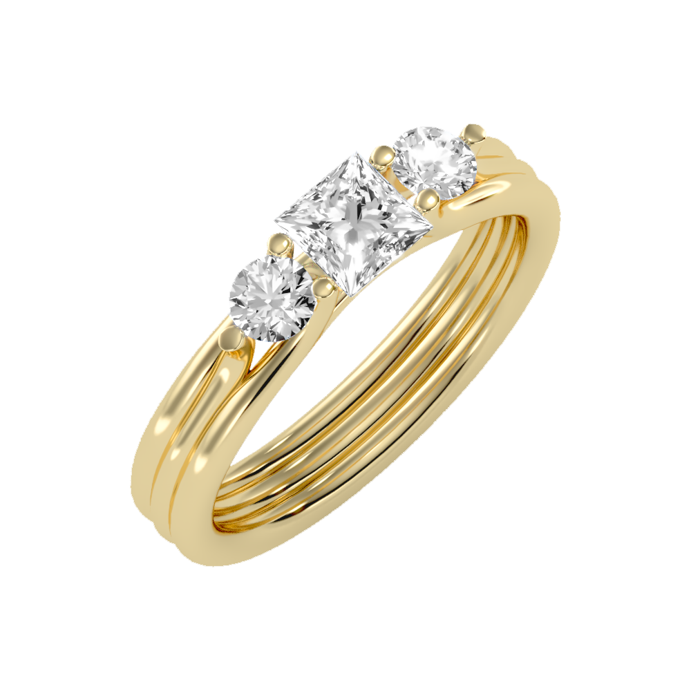 Alluring Diamond Tri Stone Ring - Nine