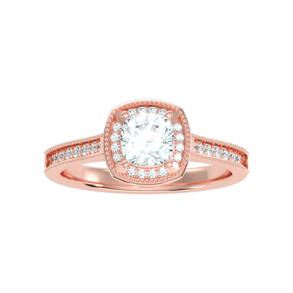 Amy Diamond Halo Ring In 925 Sterling Silver - Five