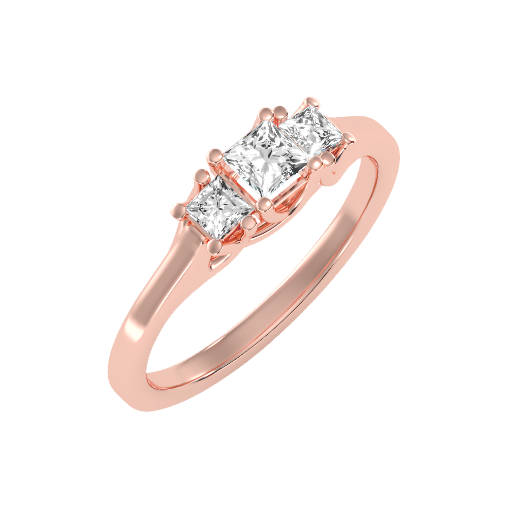 Argent Tri Stone Ring In 925 Sterling Silver - One