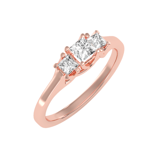 Argent Tri Stone Ring In 925 Sterling Silver - One