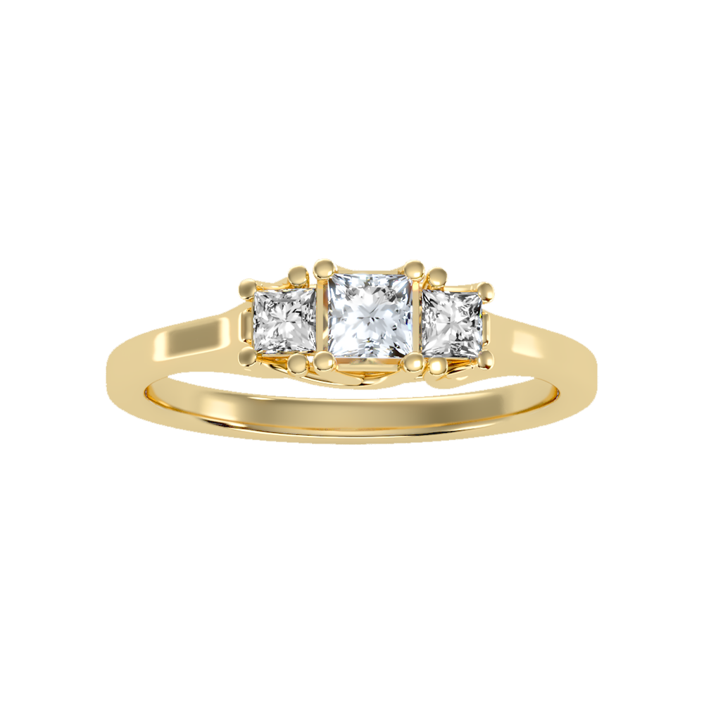 Argent Tri Stone Ring In 925 Sterling Silver - Ten
