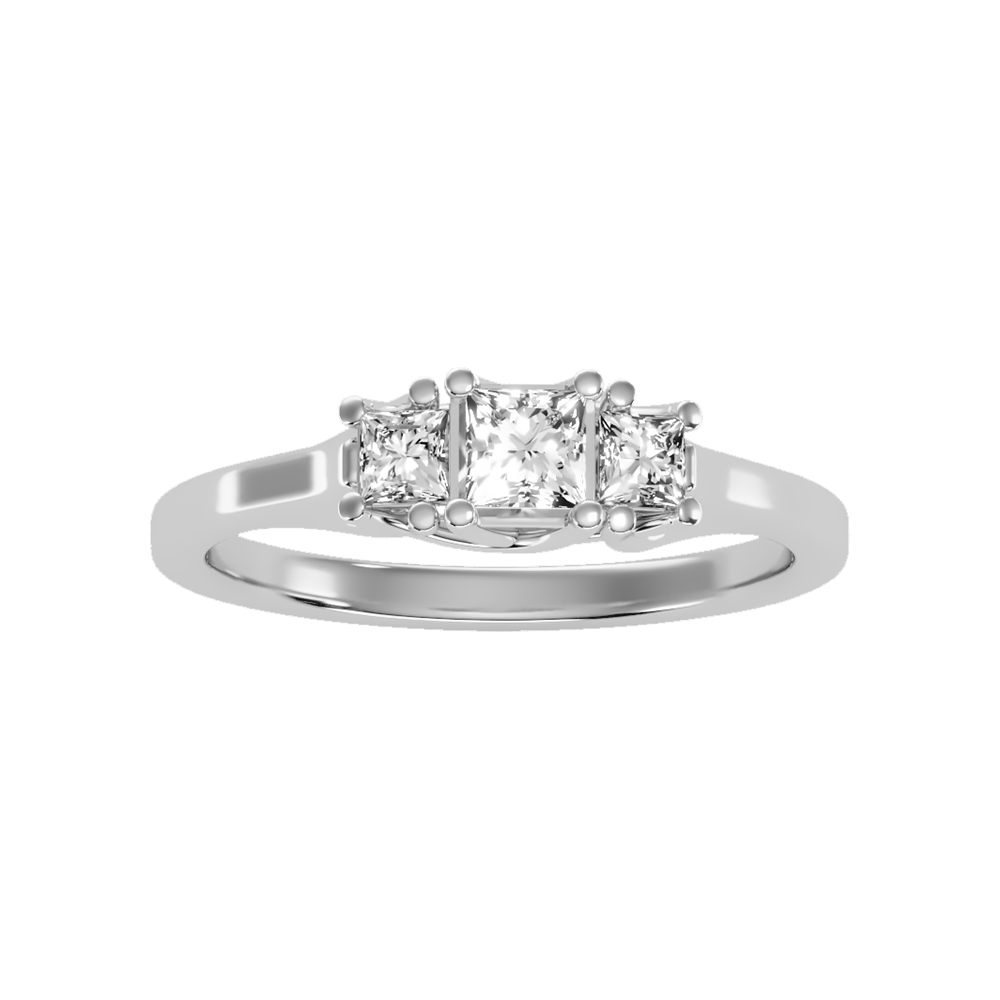 Argent Tri Stone Ring In 925 Sterling Silver - Six