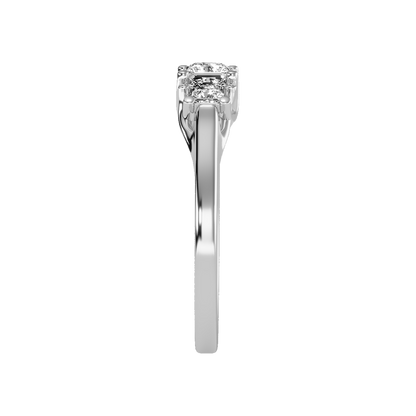 Argent Tri Stone Ring In 925 Sterling Silver - Seven