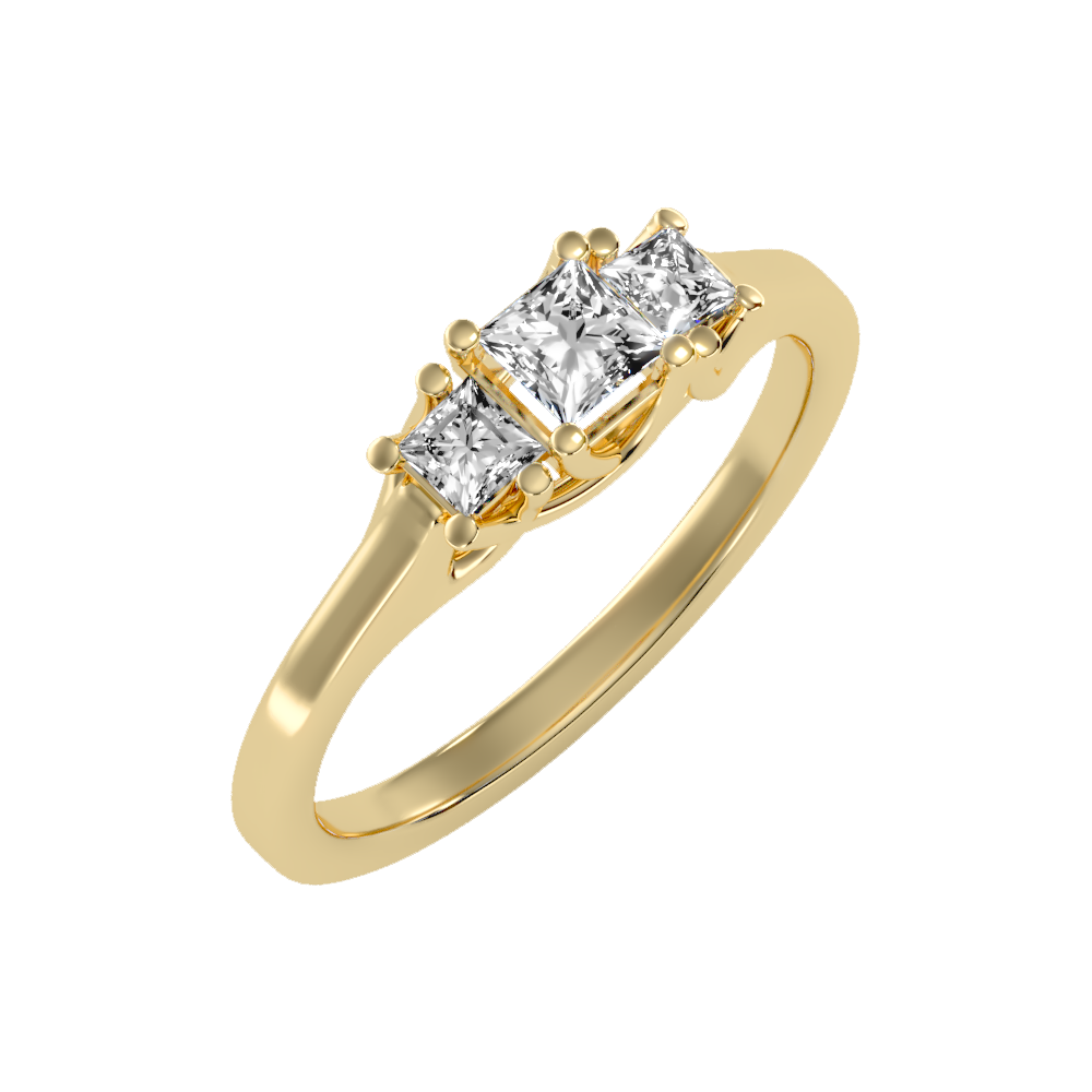 Argent Tri Stone Ring In 925 Sterling Silver - Nine