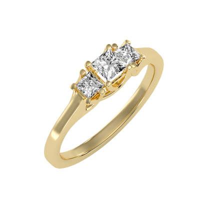 Argent Tri Stone Ring In 925 Sterling Silver - Nine