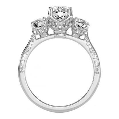 Astonishing Three Round Shaped Diamond Ring In 925 Sterling Silver - One