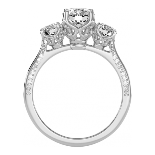 Astonishing Three Round Shaped Diamond Ring In 925 Sterling Silver - One