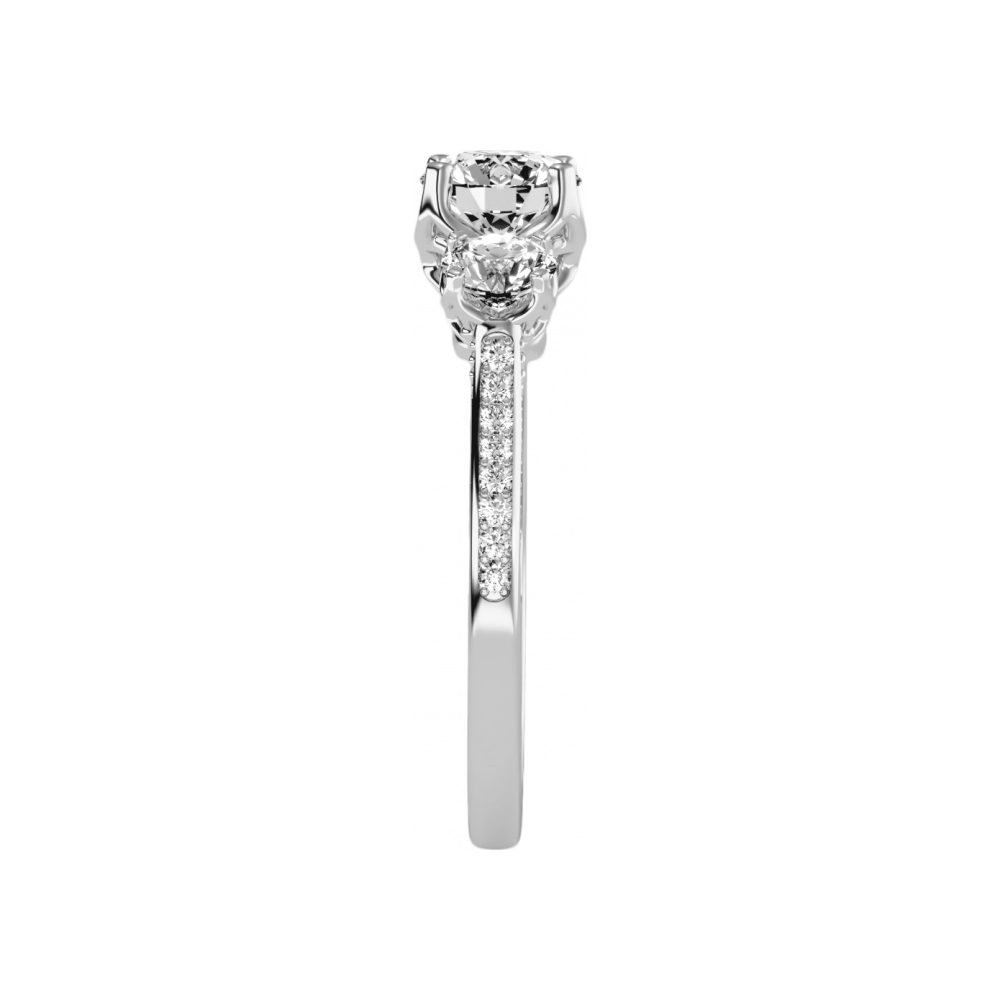 Astonishing Three Round Shaped Diamond Ring In 925 Sterling Silver - Three