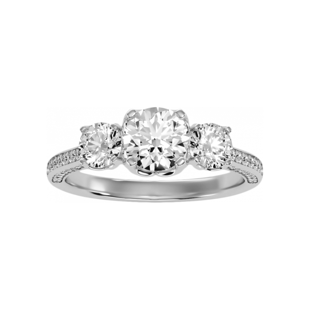 Astonishing Three Round Shaped Diamond Ring - Four