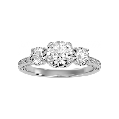 Astonishing Three Round Shaped Diamond Ring - Four