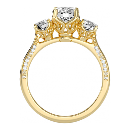 Astonishing Three Round Shaped Diamond Ring In 925 Sterling Silver - Five