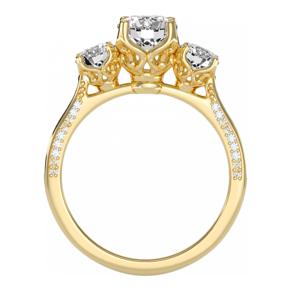 Astonishing Three Round Shaped Diamond Ring - Five