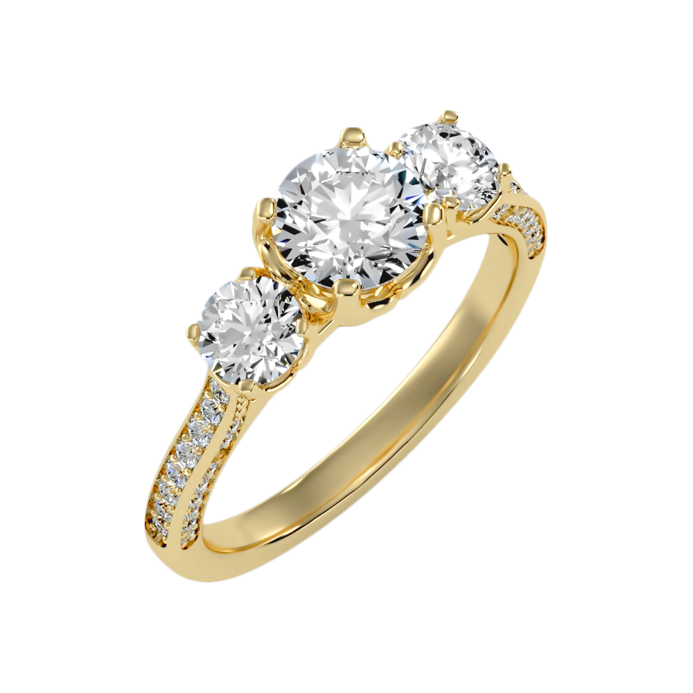 Astonishing Three Round Shaped Diamond Ring - Six
