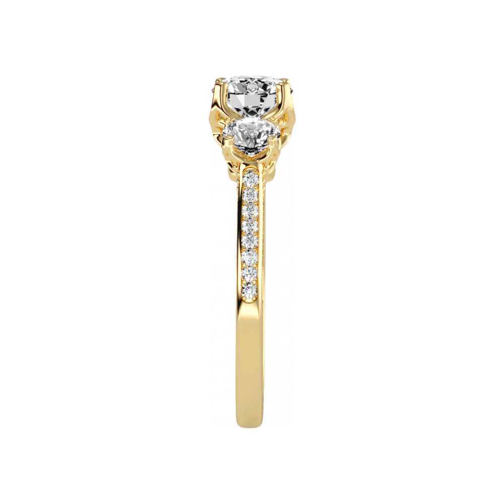 Astonishing Three Round Shaped Diamond Ring - Seven
