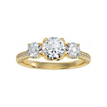 Astonishing Three Round Shaped Diamond Ring - Eight