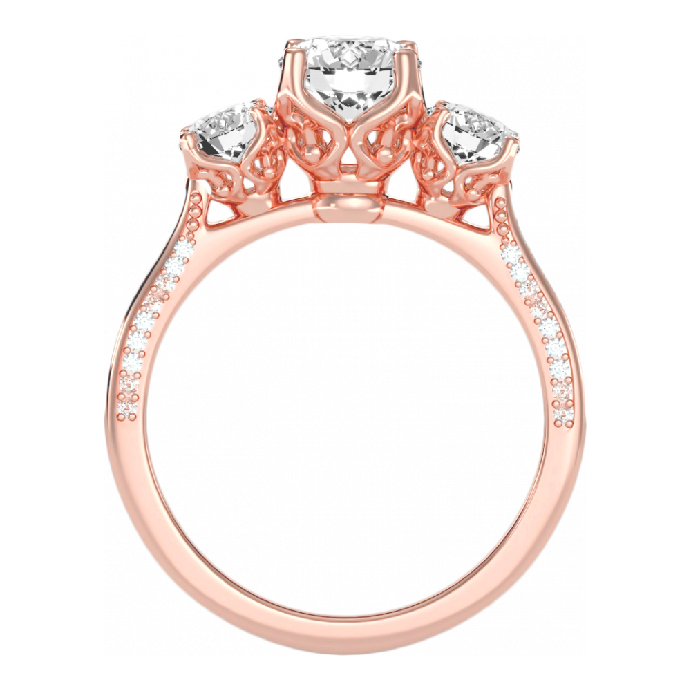 Astonishing Three Round Shaped Diamond Ring In 925 Sterling Silver - Nine