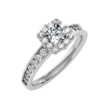 Astounding Diamond Engagement Ring In 925 Sterling Silver - Five