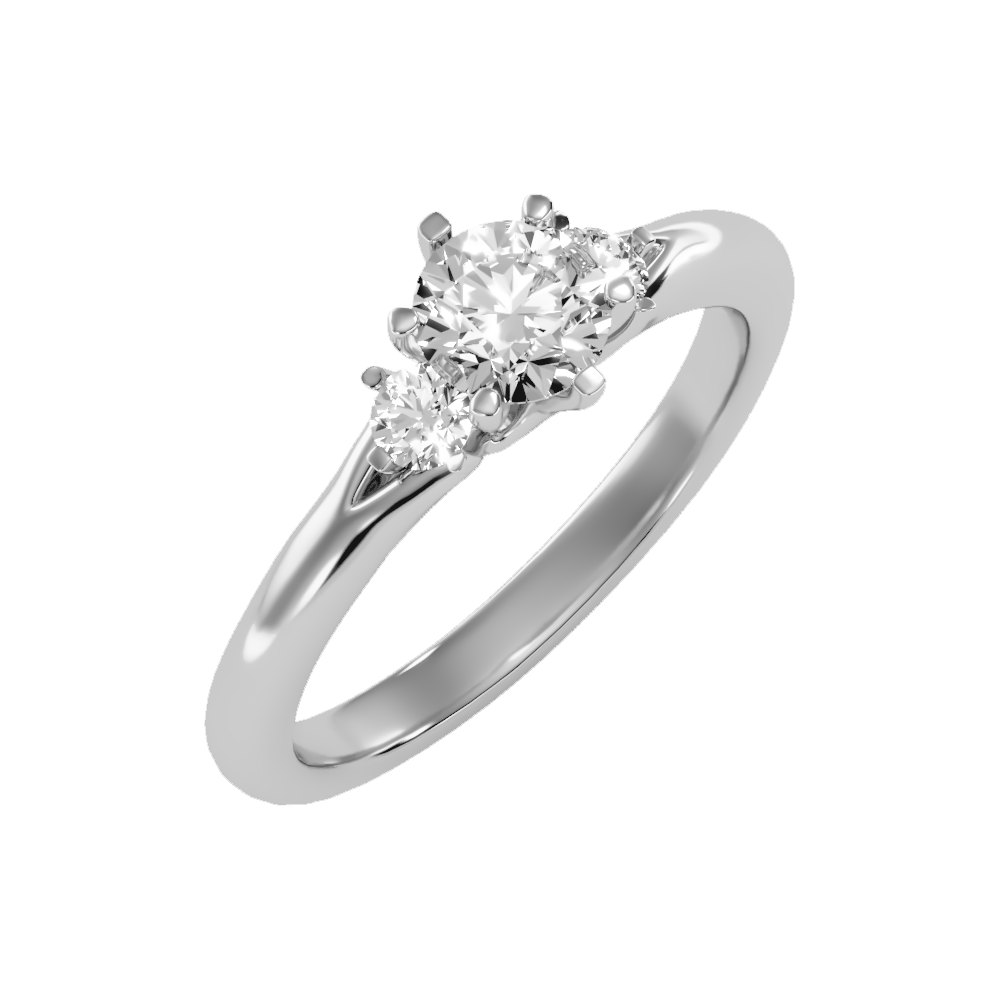 August Tri Stone Ring In 925 Sterling Silver - Five
