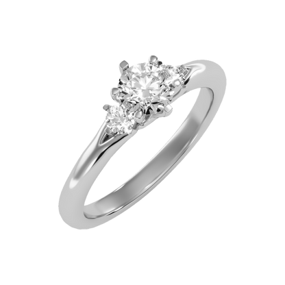 August Tri Stone Ring In 925 Sterling Silver - Five