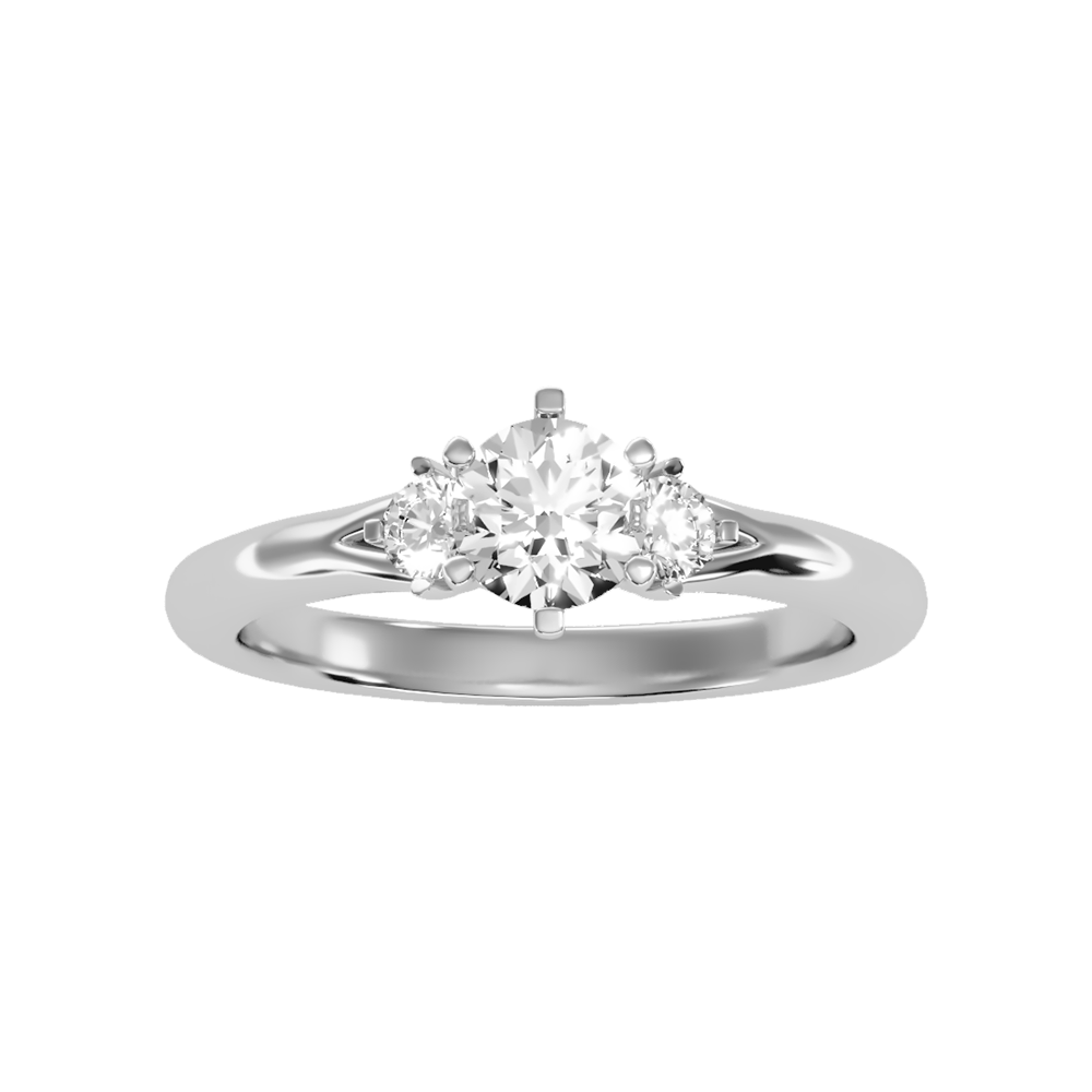 August Tri Stone Ring In 925 Sterling Silver - Six