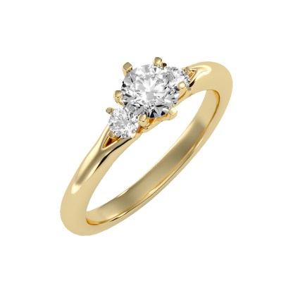 August Tri Stone Ring In 925 Sterling Silver - Nine