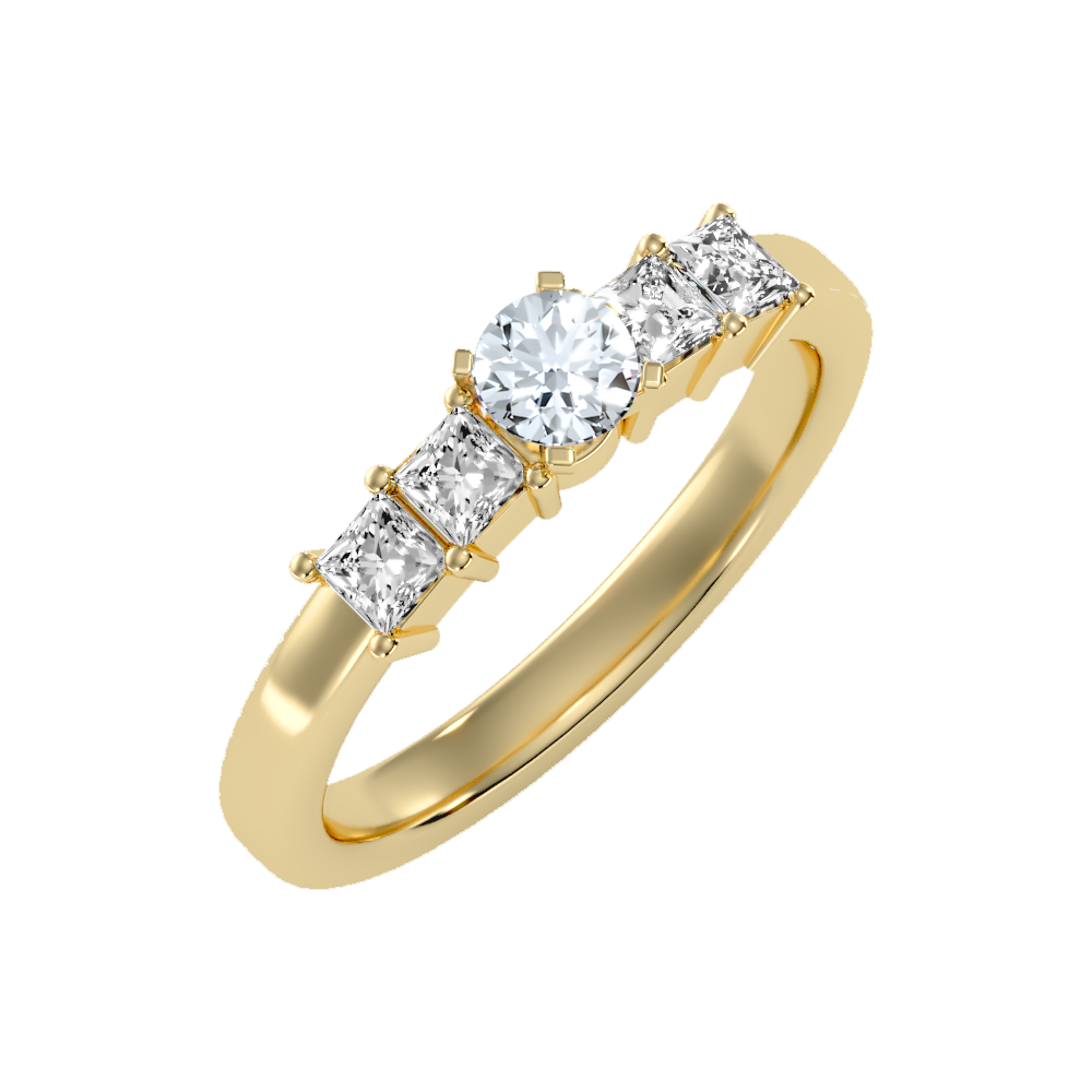 Auspicious Five Stone Ring In 925 Sterling Silver - Ten