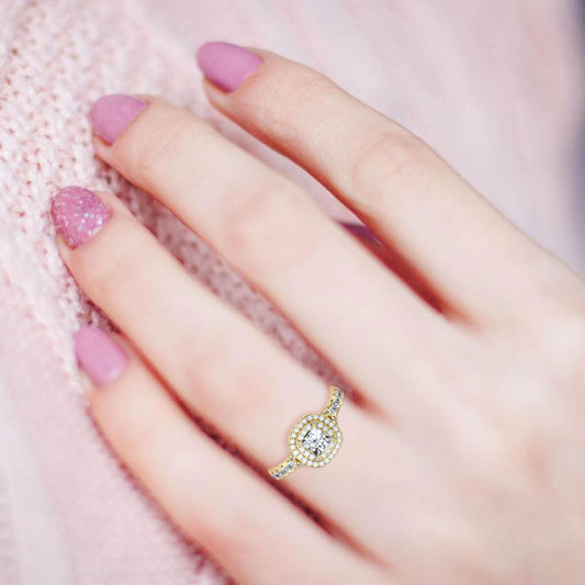 Awe Struck Halo Ring In 925 Sterling Silver - One
