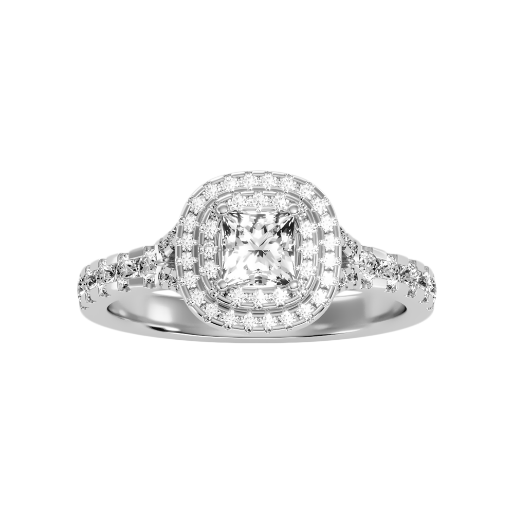Awe Struck Halo Ring In 925 Sterling Silver - Four